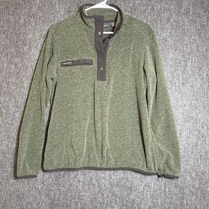 DRI Duck Womens Sierra Melange Fleece Pullover Jacket Green Medium Horse Riding